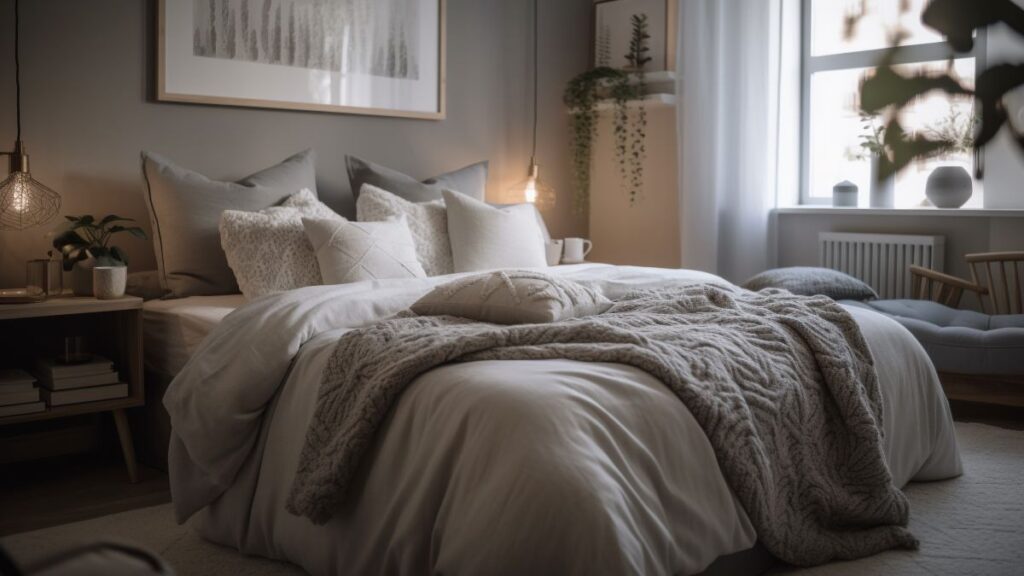 cozy luxury bedroom with modern elegance comfort generated by ai