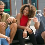 joyful close friends joking arguing